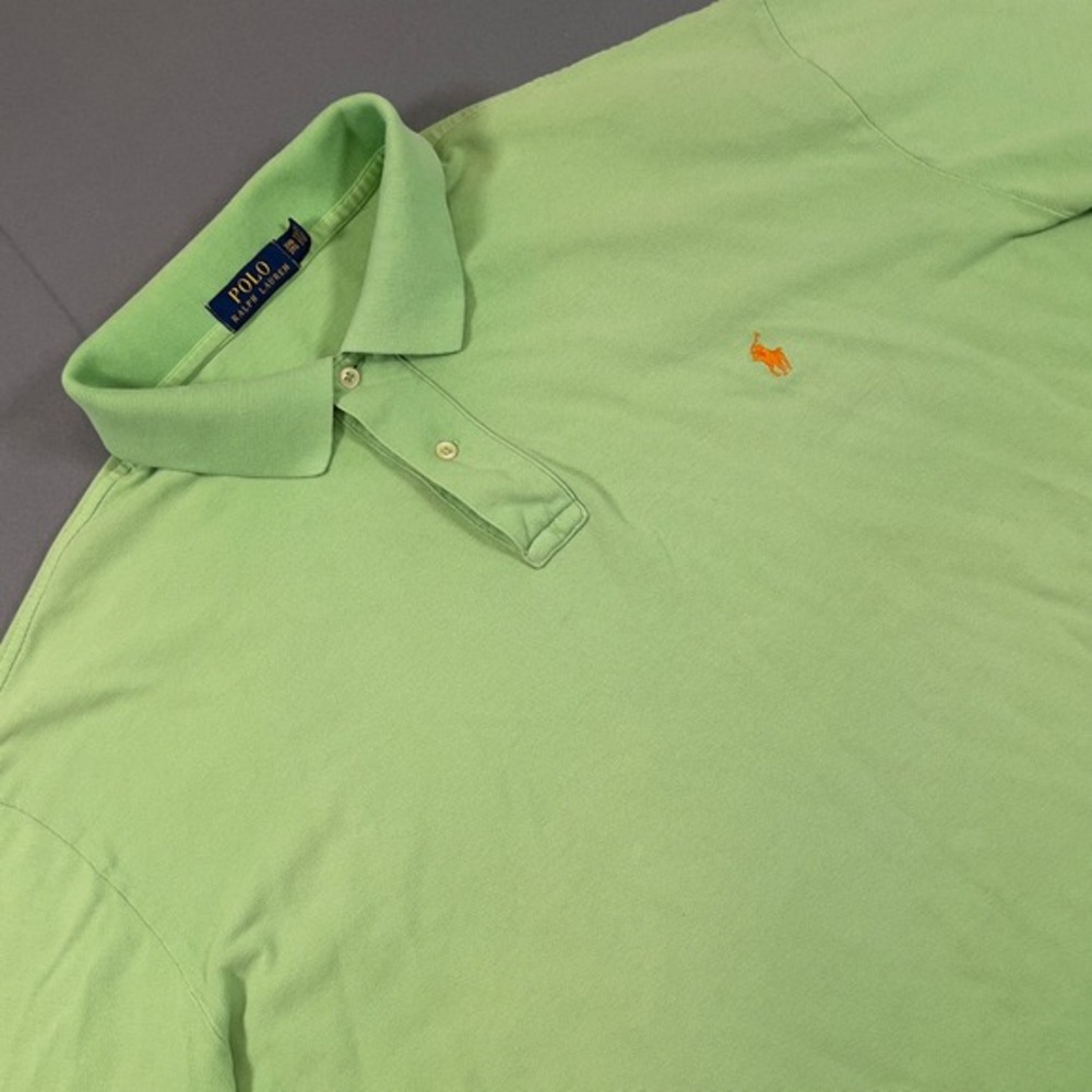 Polo Ralph‎ Lauren Men's Green Polo Shirt Short Sleeve Orange Pony Size 3XB
